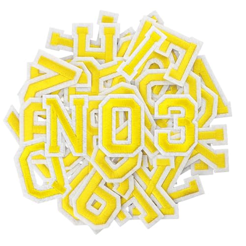 Puideon Aufnäher zum Aufbügeln, Buchstaben und Zahlen, gelb, Alphabet, bestickt, A-Z, Zahlen 0–9, Applikation für Kleidung, Kleid, Hut, Socken, Jeans, DIY-Zubehör, 72 Stück Puideon Aufnäher zum Aufbügeln, Buchstaben und Zahlen, gelb, Alphabet, bestickt, A-Z, Zahlen 0–9, Applikation für Kleidung, Kleid, Hut, Socken, Jeans, DIY-Zubehör, 72 Stück von Puideon