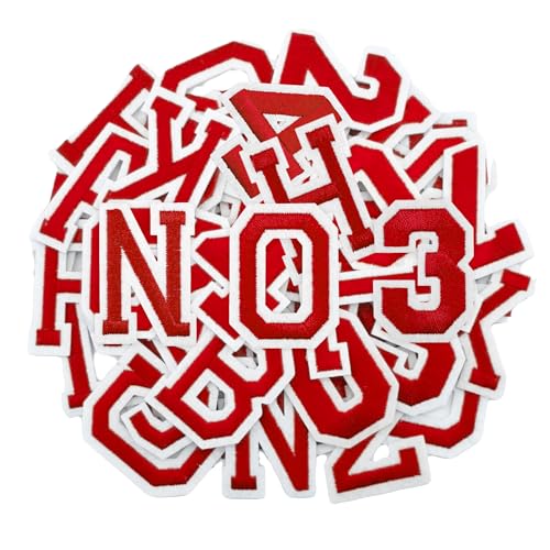 Puideon Aufnäher zum Aufbügeln, Buchstaben und Zahlen, rot, Alphabet, bestickt, A-Z, Zahlen 0–9, Applikation für Kleidung, Kleid, Hut, Socken, Jeans, DIY-Zubehör, 72 Stück Puideon Aufnäher zum Aufbügeln, Buchstaben und Zahlen, rot, Alphabet, bestickt, A-Z, Zahlen 0–9, Applikation für Kleidung, Kleid, Hut, Socken, Jeans, DIY-Zubehör, 72 Stück von Puideon