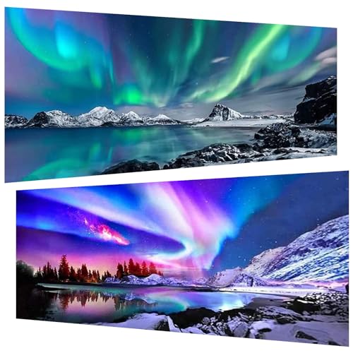 2 Stück Diamond Painting(30x60cm)-5D Diamant Painting Erwachsene,DIY Aurora Diamant Painting Bilder Groß Set für Wohnzimmer Schlafzimmer Wand Dekoration Geschenke(2er set) von Pujeknm