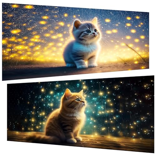 2 Stück Diamond Painting(30x60cm)-5D Katze Diamant Painting Erwachsene,DIY Tiere Diamant Painting Bilder Groß Set für Wohnzimmer Schlafzimmer Wand Dekoration Geschenke(2er set) von Pujeknm