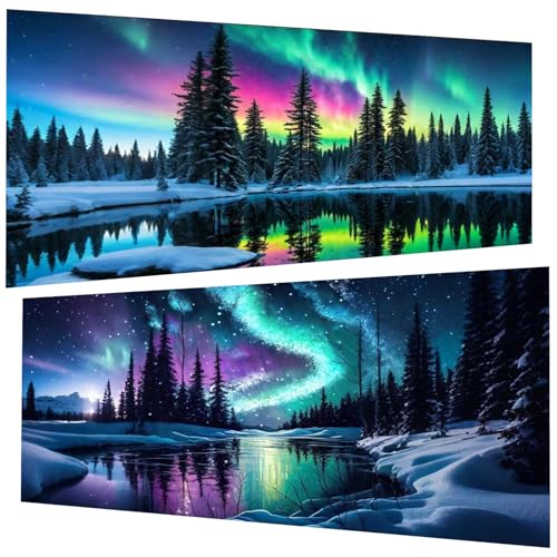 2 Stück Diamond Painting (30x60cm)-5D Diamant Painting Erwachsene, DIY Aurora Diamant Painting Bilder Groß Set für Wohnzimmer Schlafzimmer Wand Dekoration Geschenke (2er set) von Pujeknm
