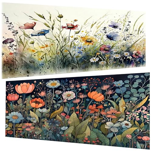2 Stück Diamond Painting Blumen (30x60 cm), 5D Diamant Painting Erwachsene, DIY Blume Diamant Art Bilder Groß Set für Wohnzimmer Schlafzimmer Wand Dekoration Geschenke (2er set) von Pujeknm