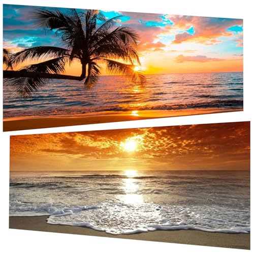 2 Stück Diamond Painting Strand (30x60 cm), 5D Diamant Painting Erwachsene, DIY Meer Sonnenuntergang Diamant Art Bilder Groß Set für Wohnzimmer Schlafzimmer Wand Dekoration Geschenke (2er set) von Pujeknm