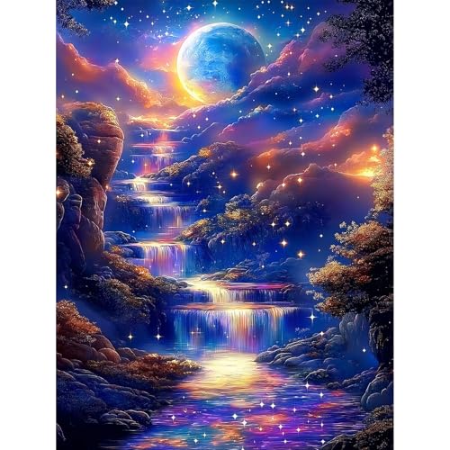 Diamond Painting Erwachsene-5D Diamant Painting Bilder Erwachsene, Landschaft Diamond Painting Set DIY Sternenhimmel Personalisiert Basteln Bilder Dekorationen für Home Wand Décor (30x40cm) von Pujeknm