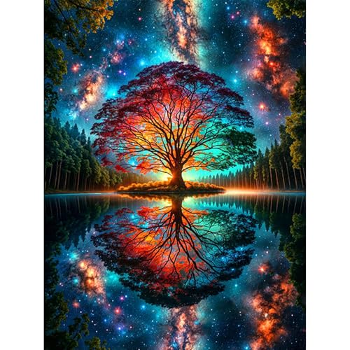 Diamond Painting Erwachsene-Magischer Baum 5D Diamant Painting Bilder Erwachsene, Baum Diamond Painting Set DIY Personalisiert Basteln Bilder Dekorationen für Home Wand Décor (40x30cm) von Pujeknm