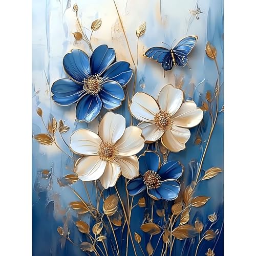 Diamond Painting Set für Erwachsene-Blume Diamond Painting Kits, 5D Blumen Diamant Malerei Set, DIY Diamantmalerei Basteln Bilder Arts als Geschenk für Home Wand Décor 30x40cm von Pujeknm
