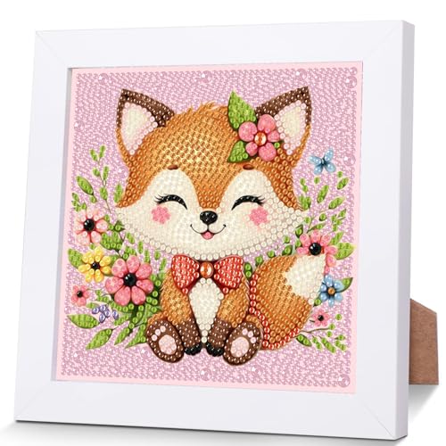 Fuchs Diamond Painting Kinder Mit Holzrahmen,Set Full Diamant Painting Bilder Kinder Tiere,5D Diamond Painting Mädchen,DIY Mosaikherstellung Arts Craft für Home Wand Decor 18x18cm von Pujeknm