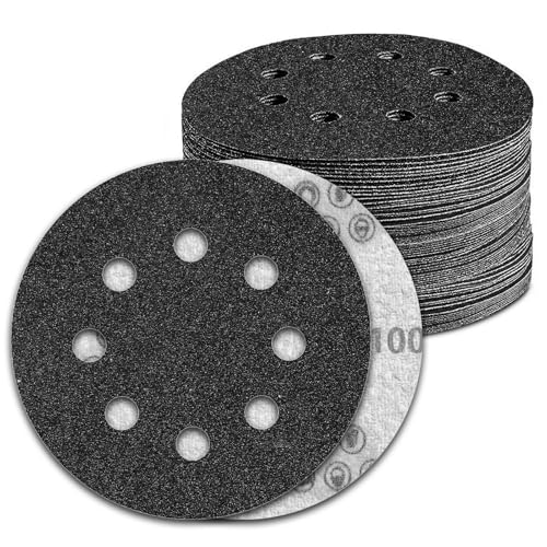Pukamam 100 Stück 12,7 cm Nass- und Trockenschleifscheiben, Körnung 100, Klettverschluss, 8 Löcher, Siliziumkarbid-Exzenterschleifer, Schleifpapier Pukamam 100 Stück 12,7 cm Nass- und Trockenschleifscheiben, Körnung 100, Klettverschluss, 8 Löcher, Siliziumkarbid-Exzenterschleifer, Schleifpapier von Pukamam