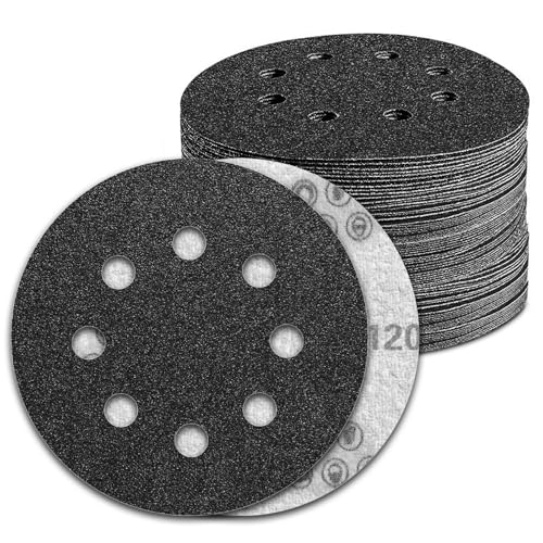 Pukamam 100 Stück 12,7 cm Nass- und Trockenschleifscheiben, Körnung 120, Klettverschluss, 8 Löcher, Siliziumkarbid-Exzenterschleifer, Schleifpapier Pukamam 100 Stück 12,7 cm Nass- und Trockenschleifscheiben, Körnung 120, Klettverschluss, 8 Löcher, Siliziumkarbid-Exzenterschleifer, Schleifpapier von Pukamam