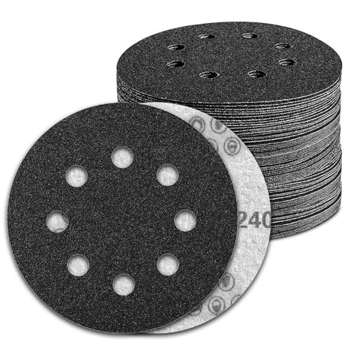 Pukamam 100 Stück 12,7 cm Nass- und Trockenschleifscheiben, Körnung 240, Klettverschluss, 8 Löcher, Siliziumkarbid-Exzenterschleifer, Schleifpapier Pukamam 100 Stück 12,7 cm Nass- und Trockenschleifscheiben, Körnung 240, Klettverschluss, 8 Löcher, Siliziumkarbid-Exzenterschleifer, Schleifpapier von Pukamam