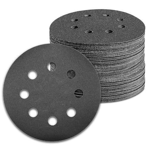 Pukamam 100 Stück 12,7 cm Nass- und Trockenschleifscheiben, Körnung 800, Klettverschluss, 8 Löcher, Siliziumkarbid-Exzenterschleifer, Schleifpapier Pukamam 100 Stück 12,7 cm Nass- und Trockenschleifscheiben, Körnung 800, Klettverschluss, 8 Löcher, Siliziumkarbid-Exzenterschleifer, Schleifpapier von Pukamam