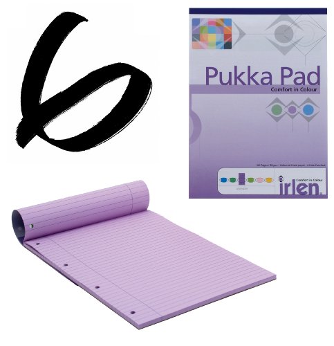 6 x Lavendel-Pukka-Block, A4, 80 g/m², liniert mit Rand, 100 Seiten, 50 Blatt von Pukka Pad