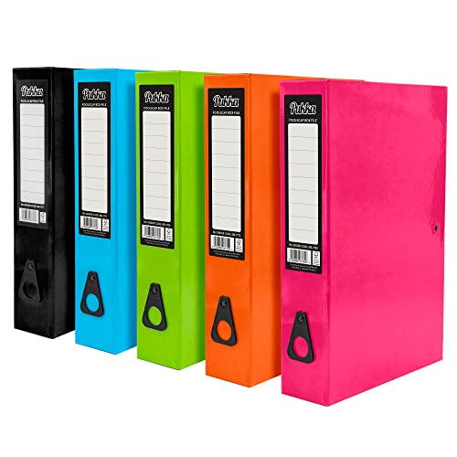 Pukka Pad, Brights Aktenordner, A4, 10 Stück, verschiedene Farben, 70 mm Rücken, mit individuellem Etikett für große Mengen an Dokumenten und Daumenloch, 32 x 28 cm von Pukka Pad