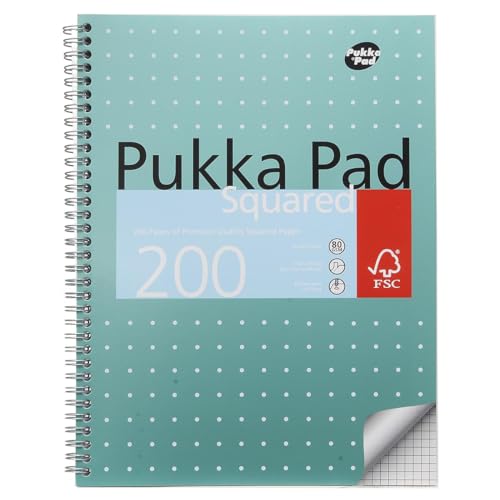 Pukka Pad Quadratischer Jotta-Notizblock mit Drahtbindung, metallisch, 200 Seiten, A4, JM018SQ (1 Stück) von Pukka Pads