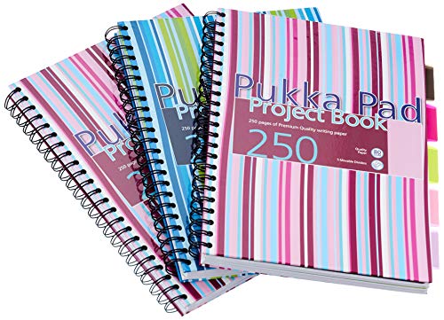 Pukka Pads Notizblock, 3 Stück, A4, spiralgebunden, Pink/Blau von Pukka Pad