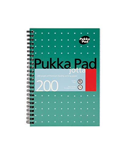 Pukka Jotta Notizblock, A5, 80 g/m², liniert mit Rand, Spiralbindung, 200 Seiten, 100 Blatt – Farbe: Metallic von Pukka Pad
