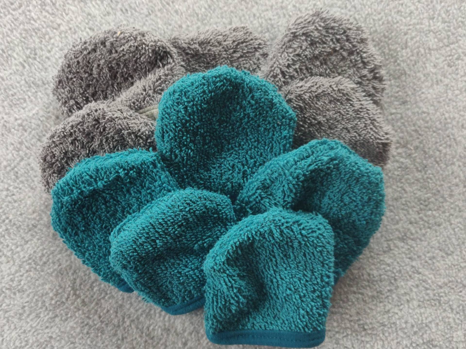 Waschbare Wattepads Grau & Petrol - Set À 10 Stück | Mini-Waschlappen, Frottee, Handgefertigt Waschbare Wattepads Grau & Petrol - Set À 10 Stück | Mini-Waschlappen, Frottee, Handgefertigt von Pukkiez