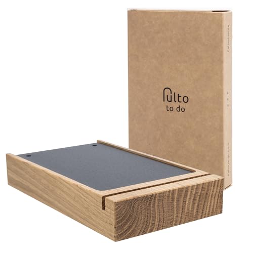 Pulto To Do: Kartenhalter für 50 To Do Karten (7,5x12,5cm) | Eichenholz mit magnetischer Metalldeckplatte | Produktivitätsplaner für Büro, Home Office & Alltag von Pulto
