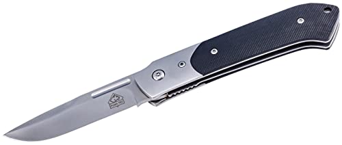 Puma Tec Taschenmesser, AISI 420 Stahl, rostfrei, Liner Lock, G10 Griffschalen, Edelstahlbacken, Fangriemenöse, scharfes Klappmesser & Outdoor-messer für Camping, Wandern oder Jagd, schwarz von PUMA