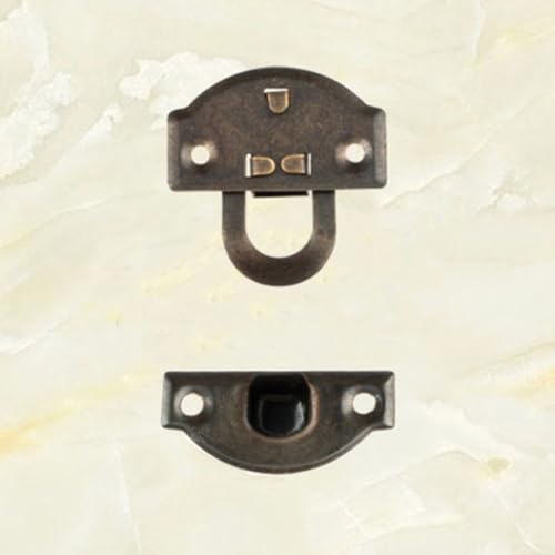 Pumixiy Mini-Knebelverschluss-Set, 10 Stück, Antik-Bronze, Eisen-Kastenriegel mit Schrauben für Koffer, Truhe, Kofferraum, Briefkasten, Schmuckschatulle, Türbeschläge, 27 x 29 mm (Antik-Bronze) von Pumixiy