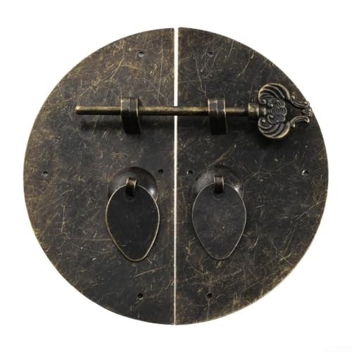 Pumixiy Runde Eisen-Schnalle, Paneel, Kupfer, Handwerksschloss, Nase, Möbelbeschläge, chinesischer Stil, antikes Metall, Schranktür, Schublade, 10 x 10 cm, traditionelles Muster von Pumixiy