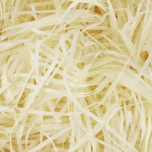 Pumuky 200 Gramm zerkleinertes Papier, Kraftpapier, Raffia, Füllpapier, Geschenkpapier, Ostergras, zum Dekorieren von Geschenken, Basteln, Körbe und Boxen (Gelb) von Pumuky