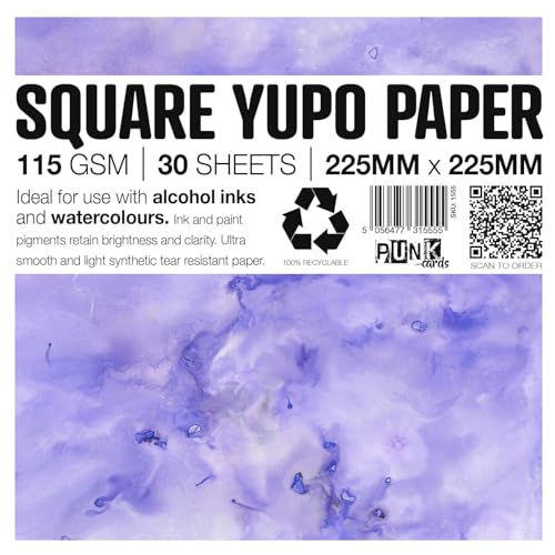 Punkcards - Yupo Paper - Yupo Paper Alcohol Inks - Yupo Paper - Alcohol Ink Art Paper - for Artists and Painters - 30 Sheets - 115gsm - 150mic (225 x 225) von Punkcards