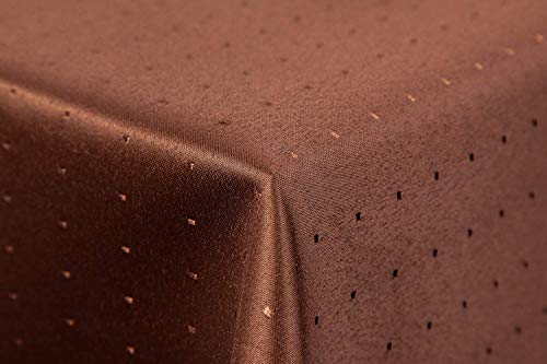 Punkte Damast Tischdecke 135 rund von First-Tex *Dunkelbraun* von Punkte