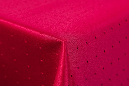 Punkte Damast Tischdecke eckig 130x340 von First-Tex in dunkelrot von Punkte