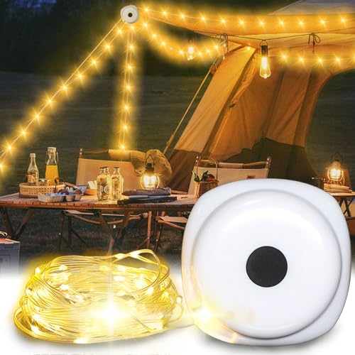 Camping Lichterkette Aufrollbar, Vielseitige LED Lichterkette, Gragbare Outdoor Lichterketten für Zelt, Hof, Camping, Wandern und Dekoration(10M,warmes Licht) Camping Lichterkette Aufrollbar, Vielseitige LED Lichterkette, Gragbare Outdoor Lichterketten für Zelt, Hof, Camping, Wandern und Dekoration(10M,warmes Licht) von Punxasl