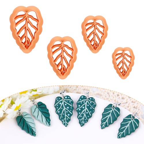 Puocaon Alocasia einzigartige Blätter Tonschneider für Polymerohrringe, Schmuck, 3D-Druck, 4 Stück von Puocaon