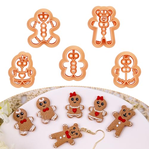 Puocaon Lebkuchenmann-Tonschneider – 5 Stück Weihnachtsfeiertage Polymer-Ton-Schneider für Schmuck, Ohrringe, niedliches Weihnachtsgeschenk, Polymer-Ton, Schmuckherstellung, Feiertagsbär Puocaon Lebkuchenmann-Tonschneider – 5 Stück Weihnachtsfeiertage Polymer-Ton-Schneider für Schmuck, Ohrringe, niedliches Weihnachtsgeschenk, Polymer-Ton, Schmuckherstellung, Feiertagsbär von Puocaon