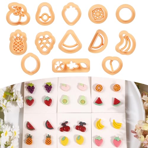 Puocaon Obst-Modelliermassen-Ausstechformen – 13 Stück, 3D-Obst-Ton, Ohrring-Ausstechformen, Schmuck-Design, Zitrone, Ananas, Banna, Pfirsichtrauben Puocaon Obst-Modelliermassen-Ausstechformen – 13 Stück, 3D-Obst-Ton, Ohrring-Ausstechformen, Schmuck-Design, Zitrone, Ananas, Banna, Pfirsichtrauben von Puocaon