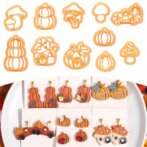 Puocaon Polymer-Ton-Ausstechformen im Herbst-Design, für Polymer-Ton, Schmuck, Kürbis, Pilz, Ohrringe, Set für polymeres Schmuckdesign, 11 Stück Puocaon Polymer-Ton-Ausstechformen im Herbst-Design, für Polymer-Ton, Schmuck, Kürbis, Pilz, Ohrringe, Set für polymeres Schmuckdesign, 11 Stück von Puocaon