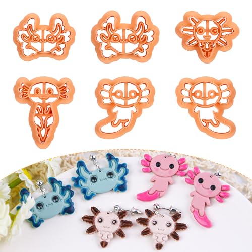 Puocaon Salamander Polymer-Ton-Ausstechformen – 6 Stück Axolotl-Ton-Schmuckschneider für die Herstellung von Ohrringen Puocaon Salamander Polymer-Ton-Ausstechformen – 6 Stück Axolotl-Ton-Schmuckschneider für die Herstellung von Ohrringen von Puocaon