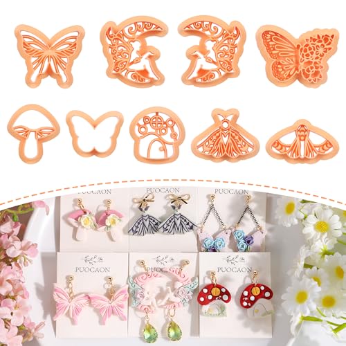 Puocaon Schmetterlings-Modelliermassen-Ausstechformen – 9 Stück Cottage-Kern, Pilz-Tonschneider für Polymer-Ton-Ohrringe, ländlicher Stil, Feenmotte, Polymer-Ton, Schmuckschneider Puocaon Schmetterlings-Modelliermassen-Ausstechformen – 9 Stück Cottage-Kern, Pilz-Tonschneider für Polymer-Ton-Ohrringe, ländlicher Stil, Feenmotte, Polymer-Ton, Schmuckschneider von Puocaon
