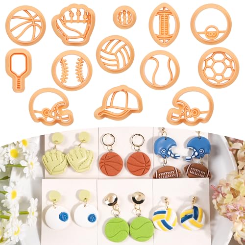 Puocaon Sport-Modelliermassen-Ausstechformen – 13 Stück Baseball-Fußballspiel-Volleyball-Ton-Ohrring-Ausstechformen für Schmuck Puocaon Sport-Modelliermassen-Ausstechformen – 13 Stück Baseball-Fußballspiel-Volleyball-Ton-Ohrring-Ausstechformen für Schmuck von Puocaon