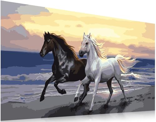 Puosike Malen Nach Zahlen Erwachsene Pferd – 30 x 50 cm DIY Tiere Malen Nach Zahlen ab 7+ Jahre Teenager Mädchen Jungen (ohne Rand) von Puosike