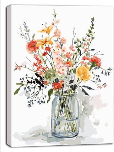 Puosike Malen Nach Zahlen Erwachsene Set – 40 x 50 cm DIY Malen Nach Blume mit 3 Pinsel und Acrylfarben,als Geburtstag Weihnachten Geschenk für Frauen(ohne Rand) von Puosike