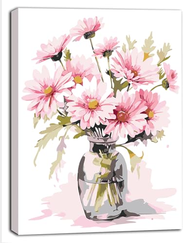Puosike Malen Nach Zahlen Erwachsene Blume – 40 x 50 cm DIY Malen Nach Set mit 3 Pinsel und Acrylfarben,als Geburtstag Weihnachten Geschenk für Frauen(ohne Rand) von Puosike