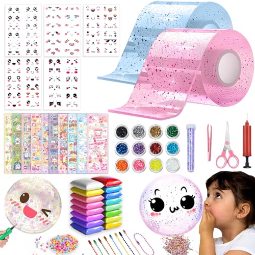 Puosike Nano Tape Bubbles Set, 3m x 5cm Nano Doppelseitiges Klebeband, Nano Tape Set, Nano Tape DIY Bubble Craft für Erwachsene Kinde Mädchen Jungen (2PCS,Rosa+Blau) von Puosike