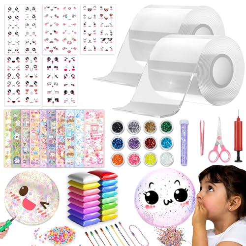 Puosike Nano Tape Bubbles Set für Kinder, 3m x 5cm Nano Doppelseitiges Klebeband, Nano Tape Set Stressabbau Spielzeug, Nano Tape DIY Bubble Craft für Erwachsene Mädchen Jungen (2PCS,Weiß+Weiß) von Puosike