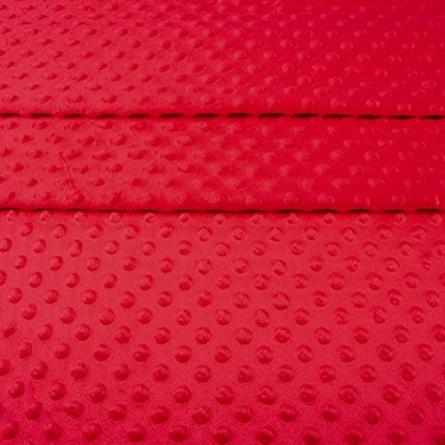 MINKY DOT – flauschiger Plüschstoff mit Noppen, Fleece, Meterware - Rot von Pure Textilien