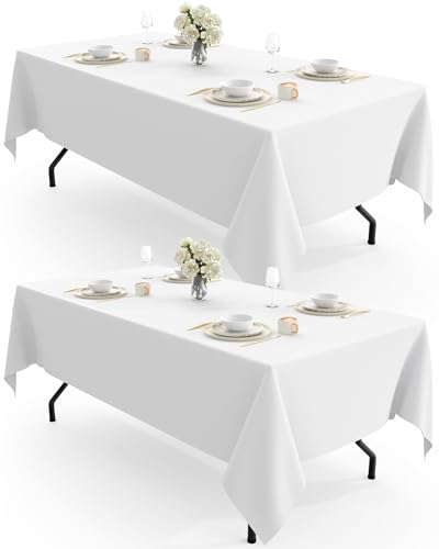 Pureegg Tischdecke abwaschbar - 2er-Pack Wiederverwendbare Tischtuch aus Polyester für rechteckige Tische, dekorative Tischdecke Outdoor für Esszimmer, Hochzeit, Restaurant, Party, 140×238cm, Weiß Pureegg Tischdecke abwaschbar - 2er-Pack Wiederverwendbare Tischtuch aus Polyester für rechteckige Tische, dekorative Tischdecke Outdoor für Esszimmer, Hochzeit, Restaurant, Party, 140×238cm, Weiß von Pureegg
