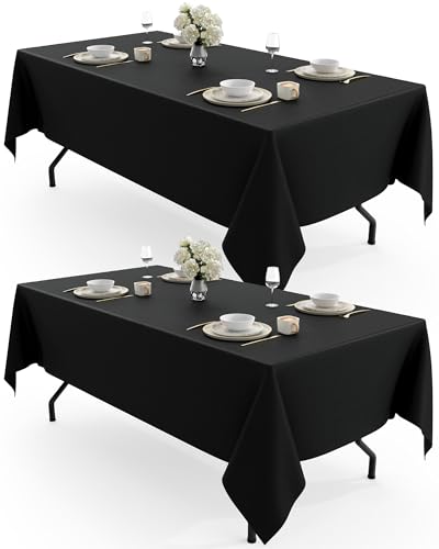 Pureegg Tischdecke abwaschbar - 2er-Pack Wiederverwendbare Tischtuch aus Polyester für rechteckige Tische, dekorative Tischdecke Outdoor für Esszimmer, Hochzeit, Restaurant, Party, 140×240cm, Schwarz Pureegg Tischdecke abwaschbar - 2er-Pack Wiederverwendbare Tischtuch aus Polyester für rechteckige Tische, dekorative Tischdecke Outdoor für Esszimmer, Hochzeit, Restaurant, Party, 140×240cm, Schwarz von Pureegg