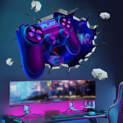 Purekay 3D Wandtattoo Gamer Wandaufkleber Gaming Controller Blau Violett Gamer Poster Wandtattoo Kinderzimmer Jungen Videospiel Wandstikcer für Jugendzimmer Deko Geschenk Purekay 3D Wandtattoo Gamer Wandaufkleber Gaming Controller Blau Violett Gamer Poster Wandtattoo Kinderzimmer Jungen Videospiel Wandstikcer für Jugendzimmer Deko Geschenk von Purekay