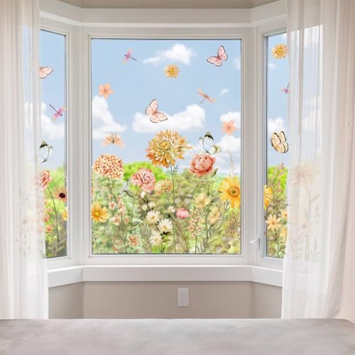 Purekay Wandsticker Blumen Schmetterling Elfen Wandtattoo Buntes Pflanze Blume Selbstklebend Wandaufkleber Babyzimmer Kinderzimmer Mädchen Schlafzimmer Wanddeko von Purekay