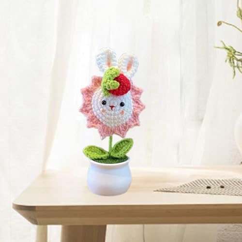 Häkelblumen, gehäkelter Blumenstrauß, handgefertigtes Kaninchengesicht, Sonnenblume, gestrickte Blume, kleine künstliche Topf-Strick-Desktop-Dekoration, verwendet für Zuhause, Büro, Auto-Dekoration Häkelblumen, gehäkelter Blumenstrauß, handgefertigtes Kaninchengesicht, Sonnenblume, gestrickte Blume, kleine künstliche Topf-Strick-Desktop-Dekoration, verwendet für Zuhause, Büro, Auto-Dekoration von Purelivdea