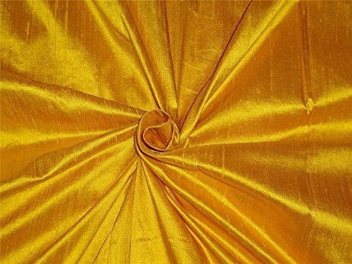 100% Pure Seide Dupionseide Stoff Golden Gelb 137,2 cm mit Teppich in grober Weboptik by the Yard von Puresilks