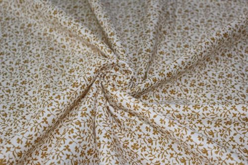 10130 Leinenstoff, schöner goldfarbener Blumendruck, 147,3 cm breit, Leinen 10130 Leinenstoff, schöner goldfarbener Blumendruck, 147,3 cm breit, Leinen von Puresilks